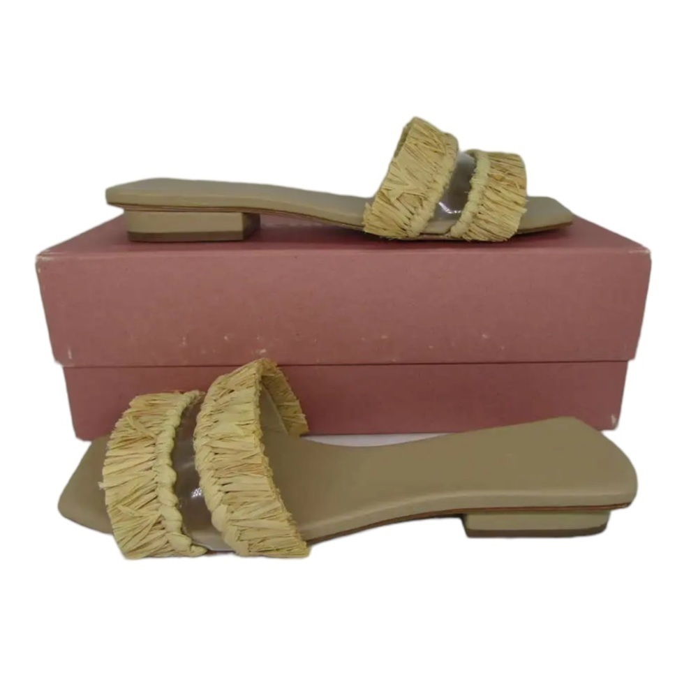 Cult Gaia Malfi Straw Trimmed PVC Sandals 9 39 - Picture 5 of 10